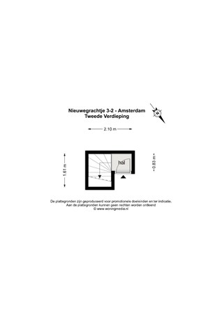 Floor plan - Nieuwegrachtje 3-2, 1011 VP Amsterdam 